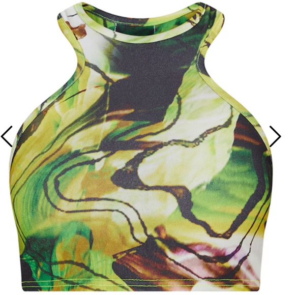Crepe Racer Neck Crop Top - Picture 1 of 7